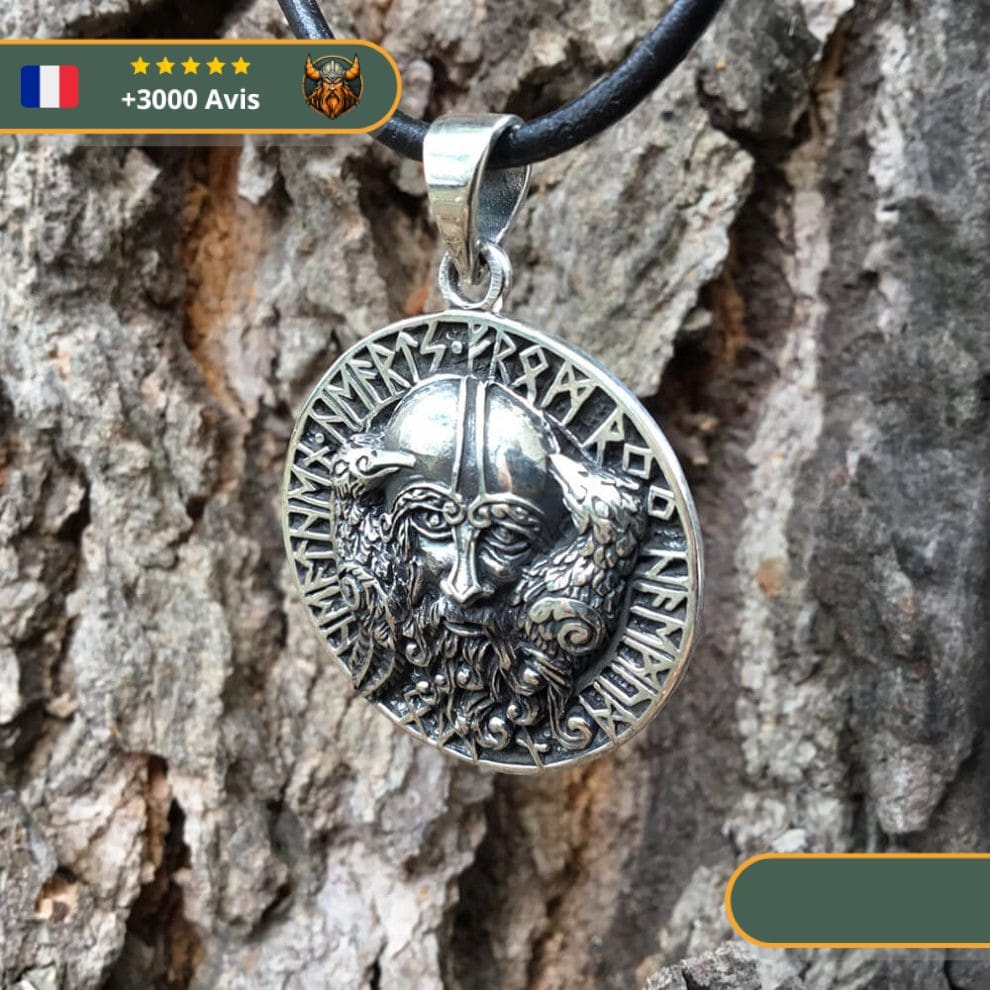 Pendentif Viking Corbeaux D Odin Runes Argent En Livraison Gratuite